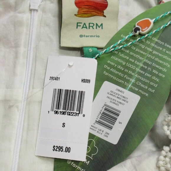 NWT FARM Rio Delicate Forest Scarves Midi in White Floral Eyeler Tank Dress S - Picture 5 of 9